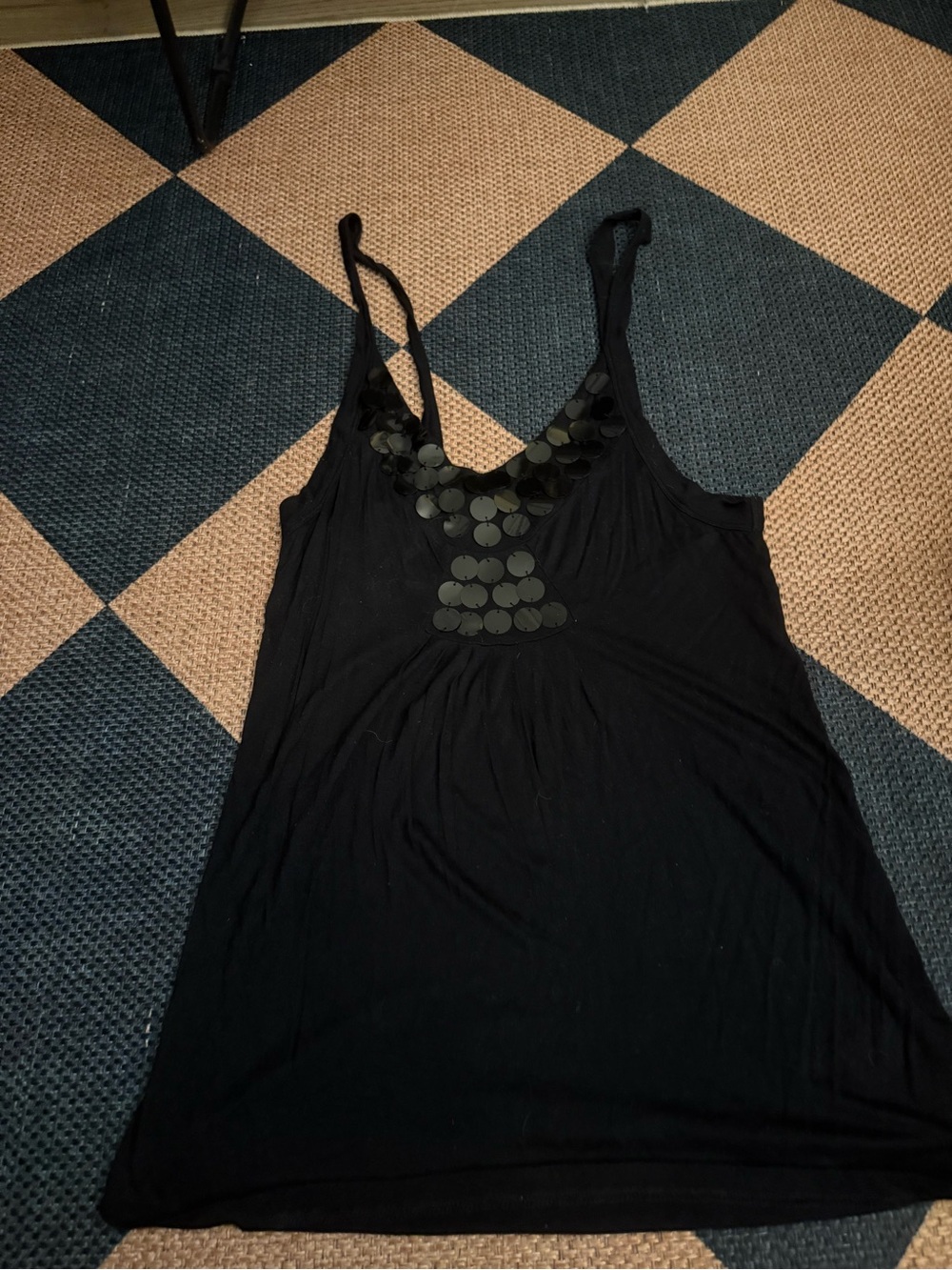 Y2k Vintage Black tank top with sequin details